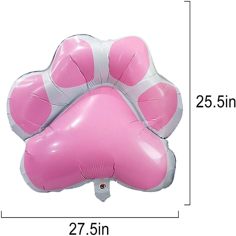 BIEUFBJI Dog Party Balloons Decorations, Pink Dog Paw Shaped Foil Balloons for Pet Dog Party Suppliers Baby Shower - Image 2